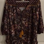 Farmers Market Woman Size L Bohemian Hippie Long Sleeve‎ Blouse. Red Size L Photo 0