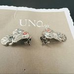 UNO de 50 Wild Bush Bezel Set Crystal‎ Leaf Stud Earrings, Silver/Pink, NWT Pink Photo 9