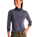 L.L.Bean Interlock Turtleneck Heart Print Long Sleeve Womens Sz Medium Valentines Photo 0