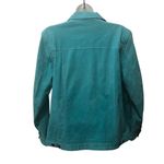 Denim & Company Aqua Leather Suede Jacket M Lined Pockets Full Button Up Fall Size M Photo 3