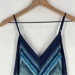 J. McLaughlin ‎ Blue Geometric Print Silk Chiffon Handkerchief Scarf Midi Dress XS Photo 6