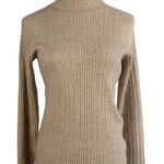 Halston Heritage HALSTON Beige Ribbed Turtleneck Sweater 100% Extra Fine Merino Wool WomensSmall Photo 0