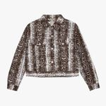 Topshop  Moto Snake Print Cropped Denim Jacket Motorcycle Riding Chick Size 6 Photo 1