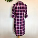 Isabel Maternity Purple Plaid Button Down Dress M Photo 3