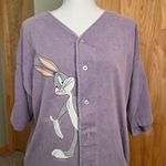 Vintage 1993 Bugs Bunny Purple Baseball Jersey Button Down Shirt Size XL Photo 0