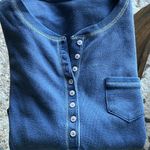 Waffle Henley Pocket Tee Long Sleeve Shirt Blue Womens Medium Size undefined Photo 5