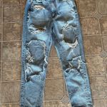 American Eagle Highest Rise Mom Jean Denim Heavily Distressed Size 2 Short Photo 3