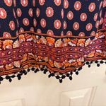 Ella Moon Navy Boho Peasant Blouse Embroidered Printed Long Sleeve Small Blue Photo 4