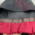 Vintage Field Manor Grey Wool Midi Skirt Chevron Herringbone Ruffle Size 14 Red Photo 3