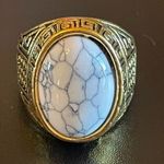 White gemstone 18k gold plated ring size 9 Photo 0