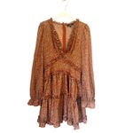 Lulus NWT  Admire You Burnt Orange Floral Print Ruffled Long Sleeve Mini Dress M Photo 3