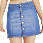 Celebrity Pink A-Line Button Front Mini Jean Skirt Photo 0