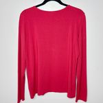 Eileen Fisher Large Deep Red Scoop Neck Long Sleeve Viscose Spandex Pullover Top Photo 3