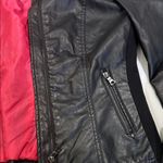 Black Faux Leather Jacket with Pink Lining Size L Photo 11