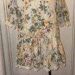 Anthropologie ANTHRO Pilcro Mock-Neck Cream Multi Floral Ruffle Hem Lined Mini-Dress EUC L Photo 9