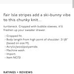 Madewell ‎ Somervell Fair Isle Turtleneck Sweater XXS Oversized Cream Knit Crop Photo 3