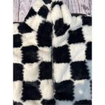 Salty Savage checkered fluffy faux fur quarter zip pullover size small oversized Black Photo 4