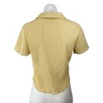Madewell  Yellow White Striped Short Sleeve Crinkle Polo Shirt Crop Tee Top Sz S Photo 1