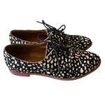 DV Dolce Vita Animal Print Calf Hair Oxford Leather Flats Beige Brown Lace Up 6 Black Photo 3