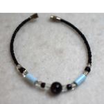 Vintage Beach Surfer Casual Unisex Black/Blue Beaded Barrel Clasp Bracelet Black Photo 2