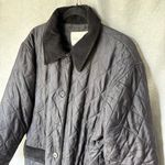 Vtg Casual Corner Black Silk Sz L Quilted Corduroy Trim Barn Coat Lightweight Size L Photo 2