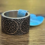 Brighton  Silver Black Patterned Ring Photo 0