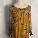 Belle France Yellow and Pink Ruched 3/4 Sleeve Blouse Photo 6
