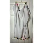 Boohoo  White Sheer Multi Way Beach Sarong Cover Up Rainbow Tassel One Size Photo 3