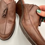 Ariat  Brown Leather Tassle Slip On Mules Heels Size 9B Photo 2