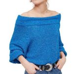 Free People  Edessa Blue Balloon Sleeve Sweater Slouchy Sz XS Boho Photo 0