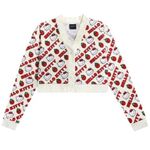 Hello Kitty Dumbgood Sanrio  Strawberries Waffle Knit Cropped Cream Cardigan L Photo 0
