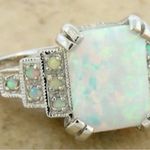 Exquisite Stainless Steel Silver Fire Opal Ring Photo 2