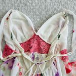 In Bloom  by Jonquil Floral Lingerie Dress Pink Lace Waist Size L Photo 10
