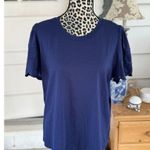 Draper James Blouse Women's Navy Blue Preppy Southern Eyelet Sleeve Sz L New Photo 1