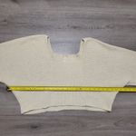 Free People  Distressed Cream Cropped Square Neck Balloon Sleeve Sweater Size M Photo 6