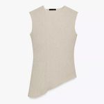 ZARA NWT 2 piece coord matching pants set asymmetrical hem top textured material Photo 2