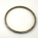 Blue abalone gold tone brass bangle bracelet Photo 5