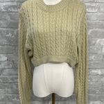 We Wore What DANIELLE BERNSTEIN  Cable Knit Tan Cropped Sweater Photo 0