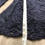 Anthropologie  Knitted & Knotted Open Knit Sweater Blue Sheer Chiffon Sides 3/4 M Photo 5