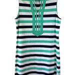 Duffield Lane Mint Green/Black/White Stripe Sleeveless Midi Shift Dress Size M Green Size M Photo 0