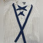 Aerie  Women’s‎ Size Medium Cream Chunky Knit Lace Up Sweater Photo 4