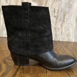 Franco Sarto Boot Size 7 Black A Dart Foldover Leather Suede Bootie Short Ankle Photo 12