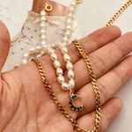 Set of 2 pearl NeckLace+ Flat curb Necklace Photo 2