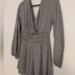 Hudson Gray Surplice Romper – Satin-Look Long Sleeve Taupe Gray Large Photo 3