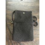 The Sak Black Crochet Crossbody Bag Woven Strap Flap Closure Charm Like new cond Photo 4