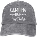 Women’s Gray Camping Hair Don't Care Baseball Cap, One Size Photo 0