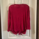 Westbound Pink Waffle Knit Button Up Tie Knot Top Photo 8
