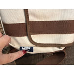 Lands' End Beige Canvas Crossbody Purse Bag Brown Strap And Trim 11"x 8" NEW Photo 2
