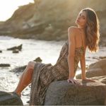 Trish Scully Leopard Print tiered Maxi Dress animal print Boho Western Fall Brown Size 10 Photo 3