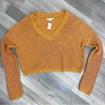 Aeropostale Waffle Knit V-neck Sweater Mecca Gold Medium Long Sleeve Photo 10